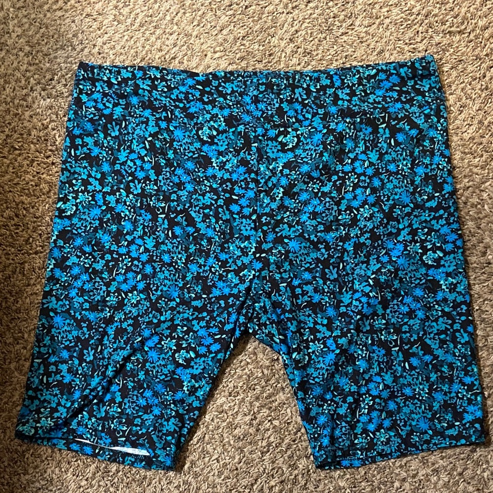 Terra & Sky Blue and Black Floral Shorts